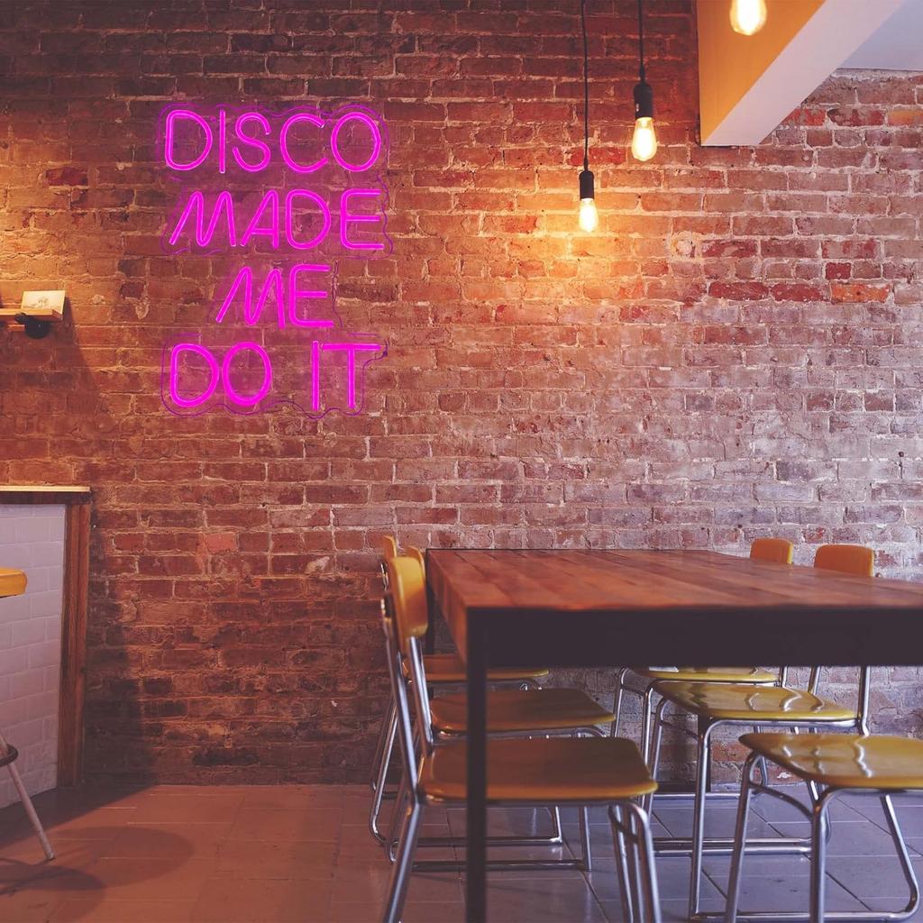 Disco Made Me Do It Led Neon Light Signs for Wall Decor, Pink Neon Light Signs for Bedroom Bachelorette Party Birthday Wedding Engagement Party Bar