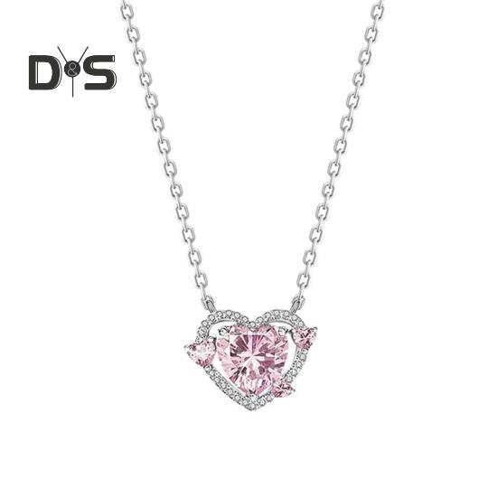 

Женское ожерелье с подвеской в виде сердца из циркона, нежное розовое сердечко, женское украшение для жены, дочери, подруги, подарки розовый