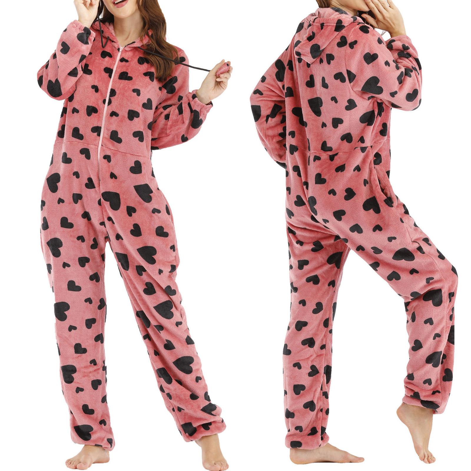 

Дамский красный комбинезон без ушей с принтом на молнии и длинным рукавом на молнии для домашней одежды