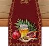 Red Pomegranate Honey Rosh Hashanah Linen Table Runner for Kitchen Table Decor Shana Tova Table Runners Jewish New Year Decor