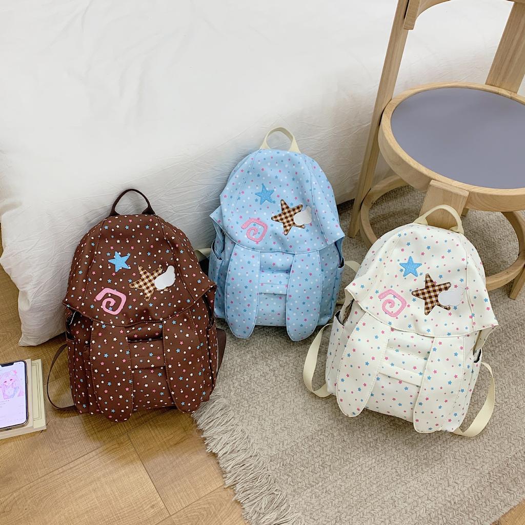 Schoolbag Japanese Cute Girl Wind Backpack Female Student School Bag Cartoon Embroidery Rabbit Ears Backpack Lightweight Commuter Bag
