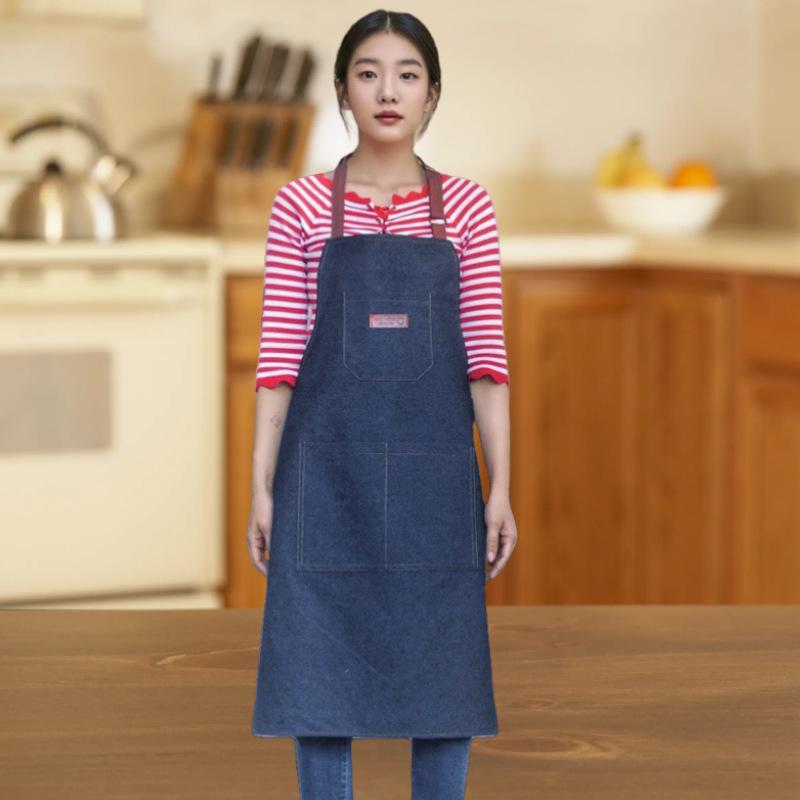 Nordic Labor Protection Denim Apron for Home and Kitchen Use - Adult Korean Style