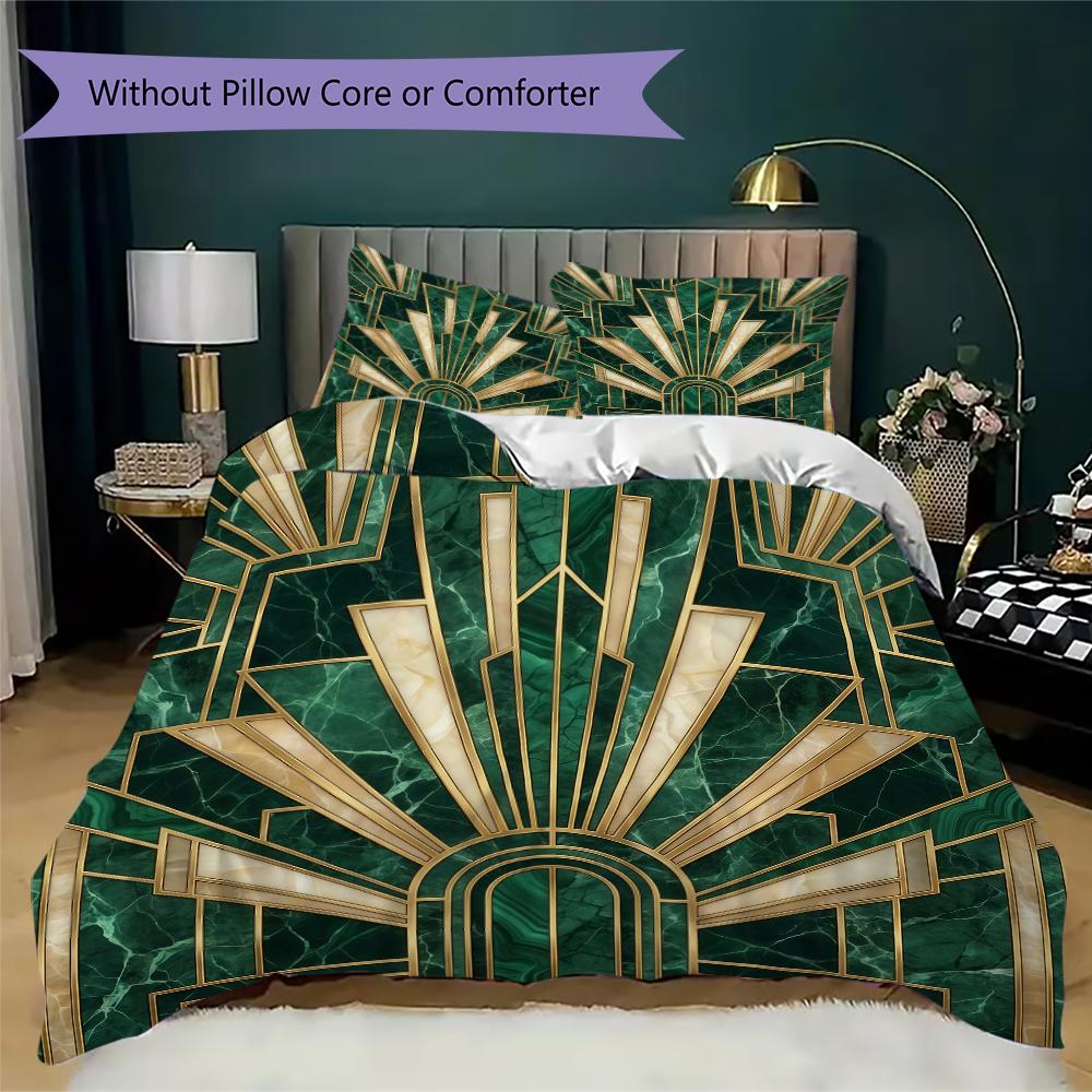Biancheria da letto con motivo a linee Art Déco Set piumone Copripiumone Federa Decorazione per la casa Regalo di compleanno (1 * copripiumino + 2 * federe senza imbottitura)