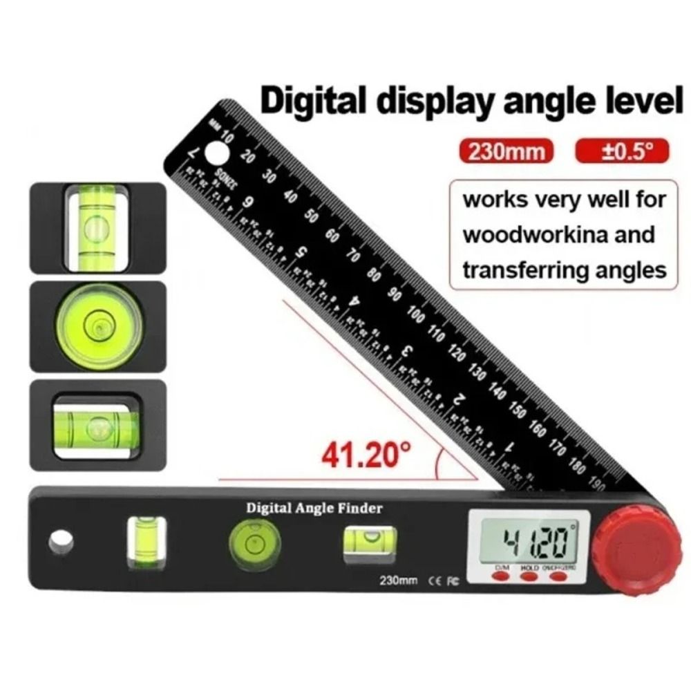 0-999.95° 4 In 1 Digital Angle Finder 230mm Angle Measuring Device Measuring Angle Ruler  Home Diy