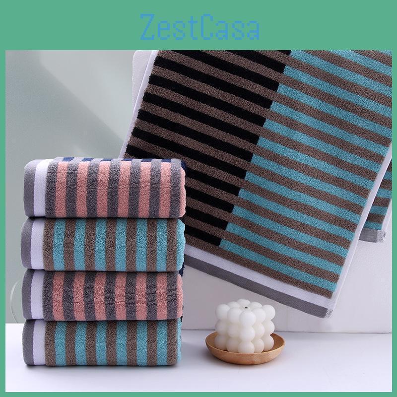 Striped Absorbent Thick Cotton Face Towel Soft Yarndyed Design For Adults