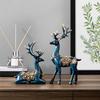 2 Deer Figurines Reindeer Sculptures Art Works Ornament Souvenirs Tabletop Elk Statues for