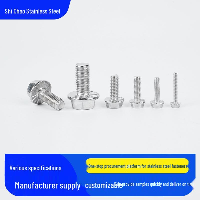 304 Stainless Steel Cross Recessed Tooth Flange Screw with Anti-slip Hex Head Bolt