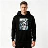 Men's Skull Print Long Sleeve Casual Pullover Hoodie, Vintage Rock Style Sweatshirt for Daily Wear