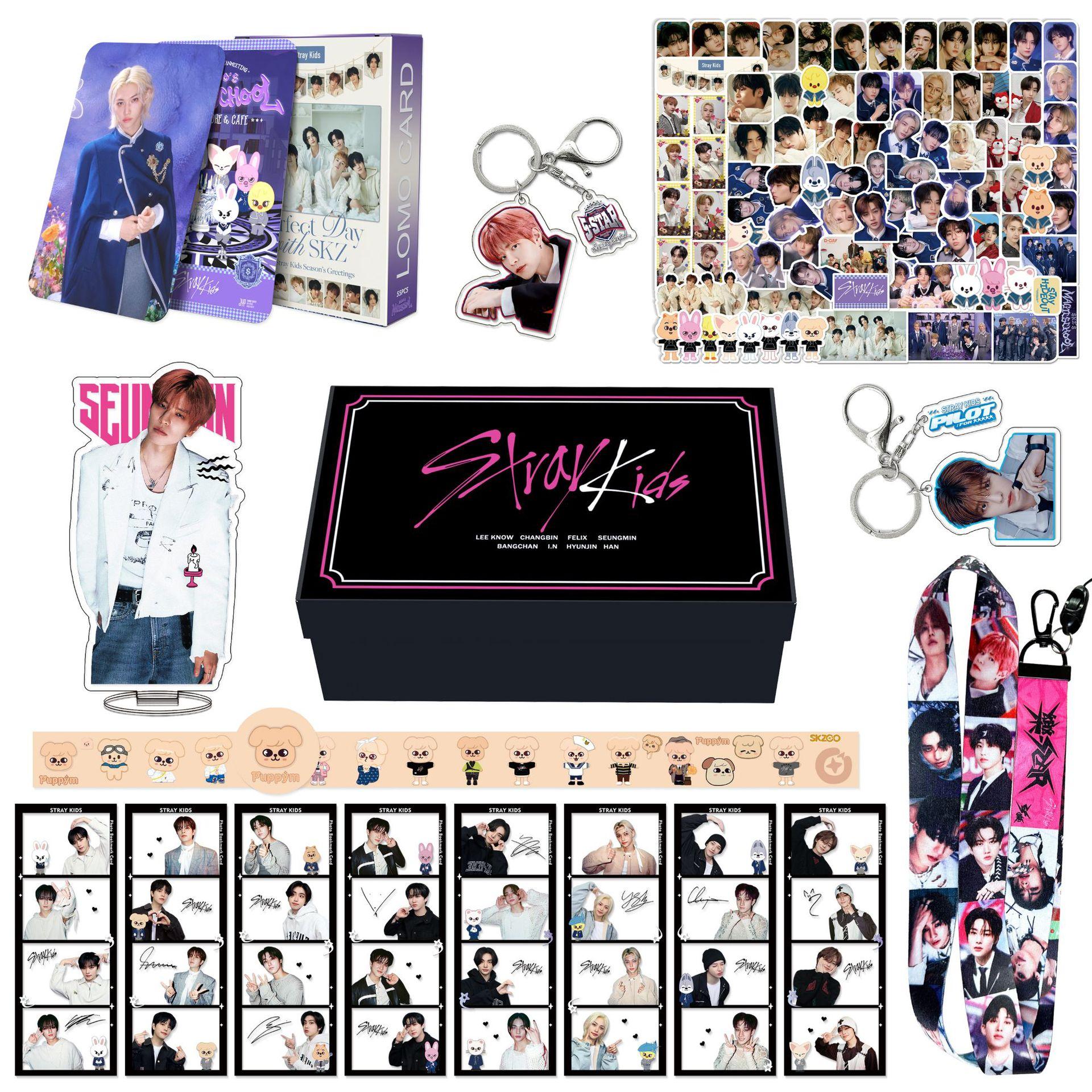 Skzoo Straykids Merch Box Felix Lee Minho Hyunjin Kpop Collection Set Keychains Photocards Stickers Gifts For Fans Personal