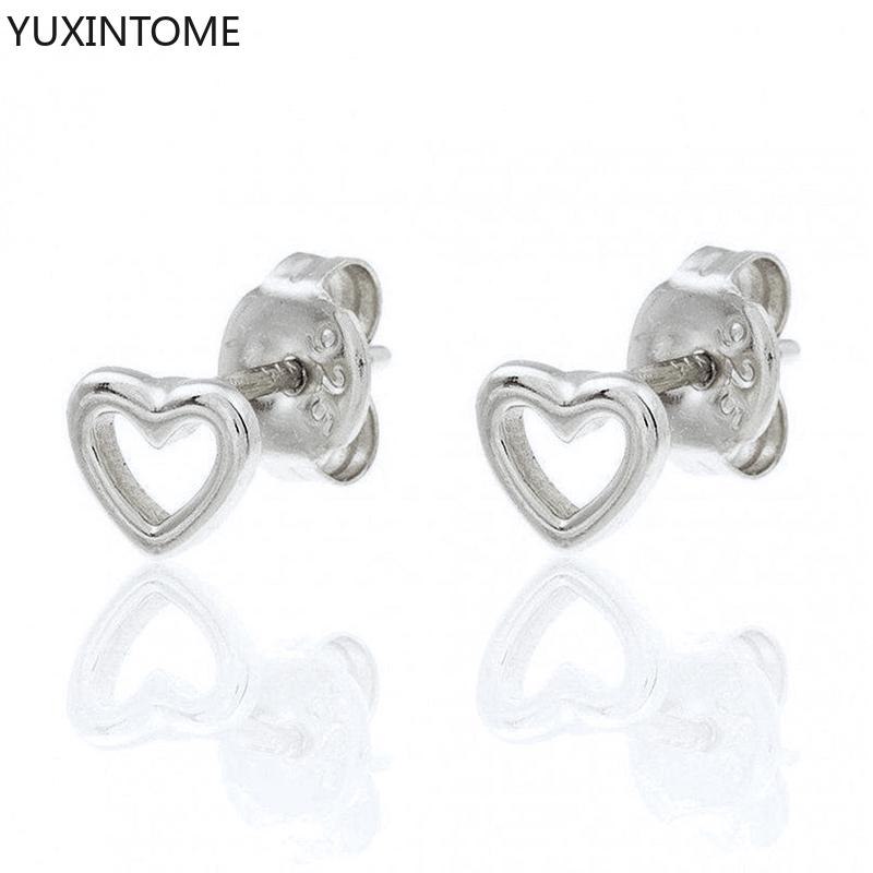 925 Silver Ear Needle Exquisite Heart Pendant Hoop Earrings Fashion Geometric Zircon Stud Earrings Women's Fine Jewelry