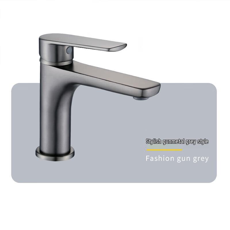 TLXT Light Luxury Gunmetal Grey Brass Basin Faucet