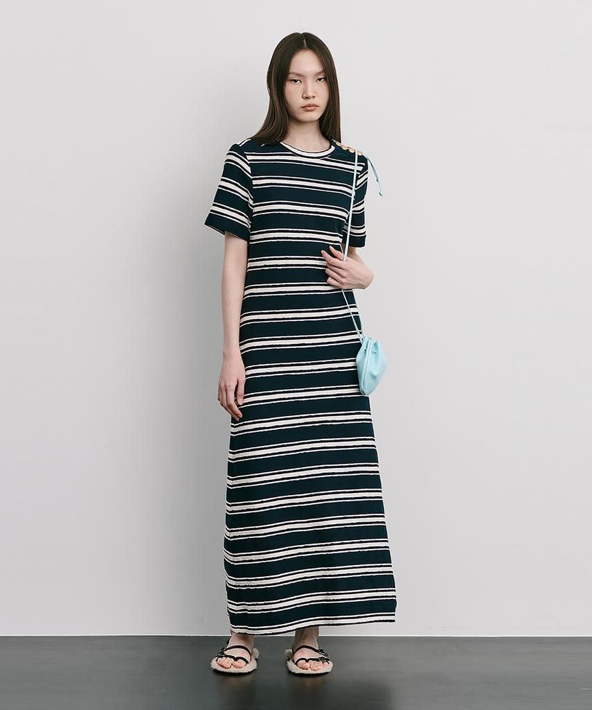 Bundercammer Stripe Jacquard Knit Dress_Navy