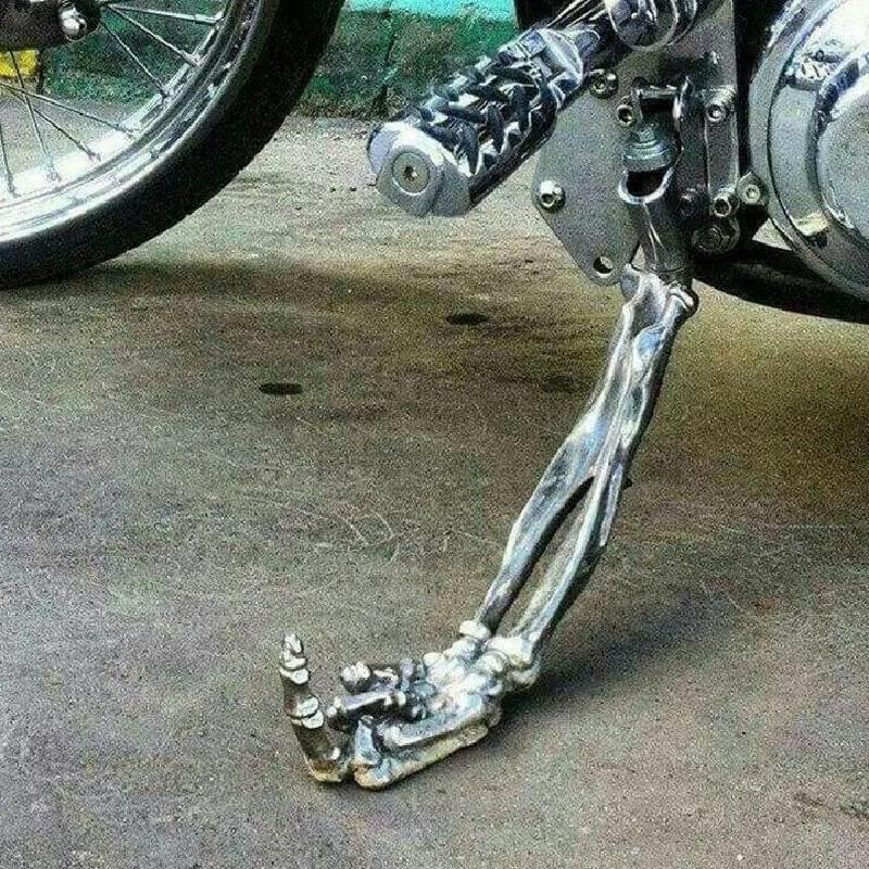 Artistic Creative Motorcycle Kickstands Quirky Alloy Stand For Home Decoration Silver