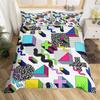 Retro 80s Style Bedding Set Twin King Size Abstract Geometric Pattern Duvet Cover Set Microfiber Circle And Triangle Quilt Cover