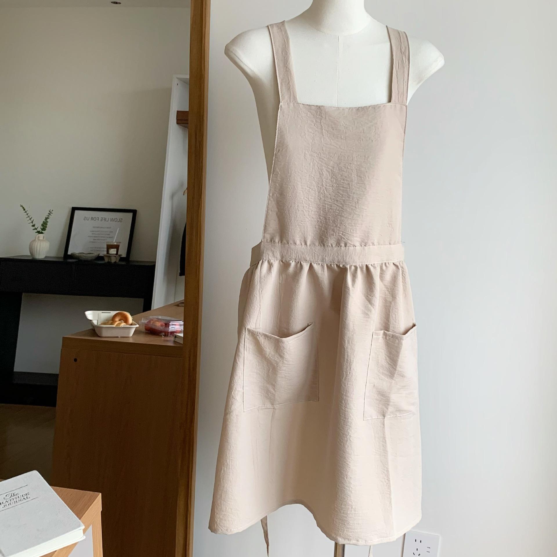 

Korean Style Ins Retro Apron Kitchen Dessert Shop Work Clothes High-looking Home Manicure Coffee Shop Universal Apron легкие хаки