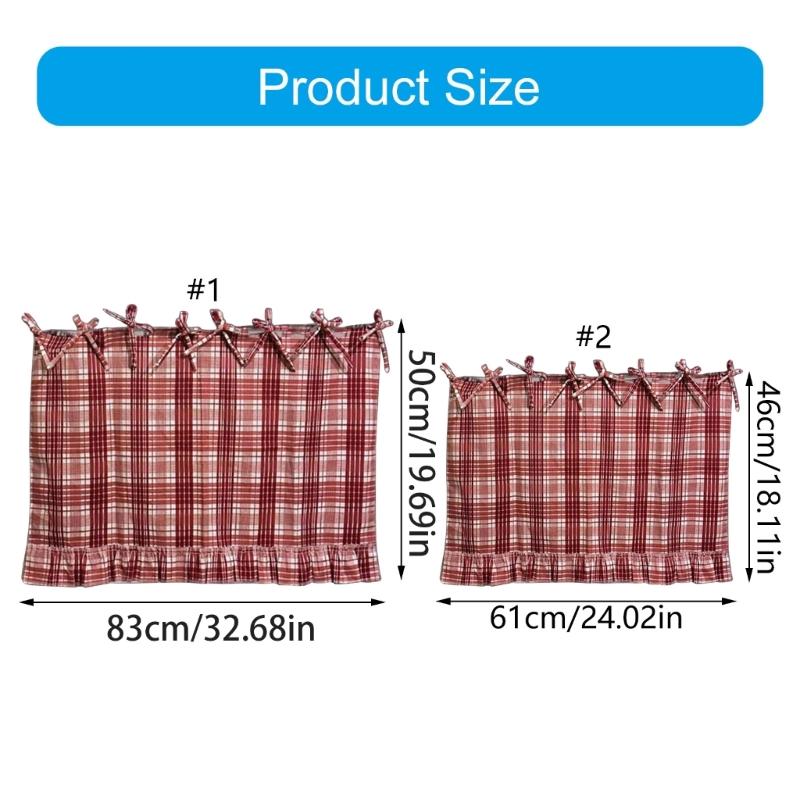Handmade Oven Curtain With Ruffle Trim And Ribbon Ties Cabinet Dish Washer Hide Skirt Cover For Farmhouse Kitchen Decors