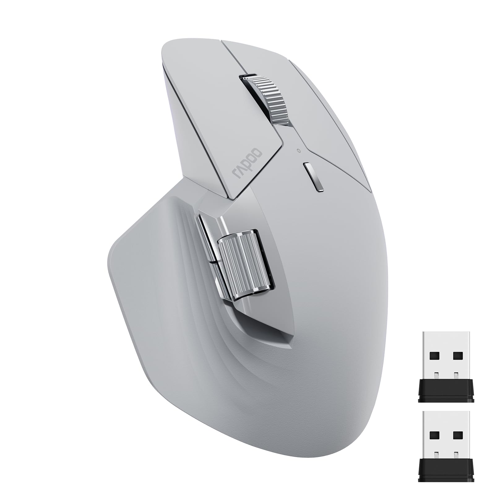 

RAPOO MT760Mini Бездротова Bluetooth Миша, Підтримка 4 Пристроїв, Cross 11 Програмованих Кнопок, Акумулятор, Сірий, Багатопристроєва Миша, 5.0/2.4GHz, Трирежимне Підключення, сірий колір