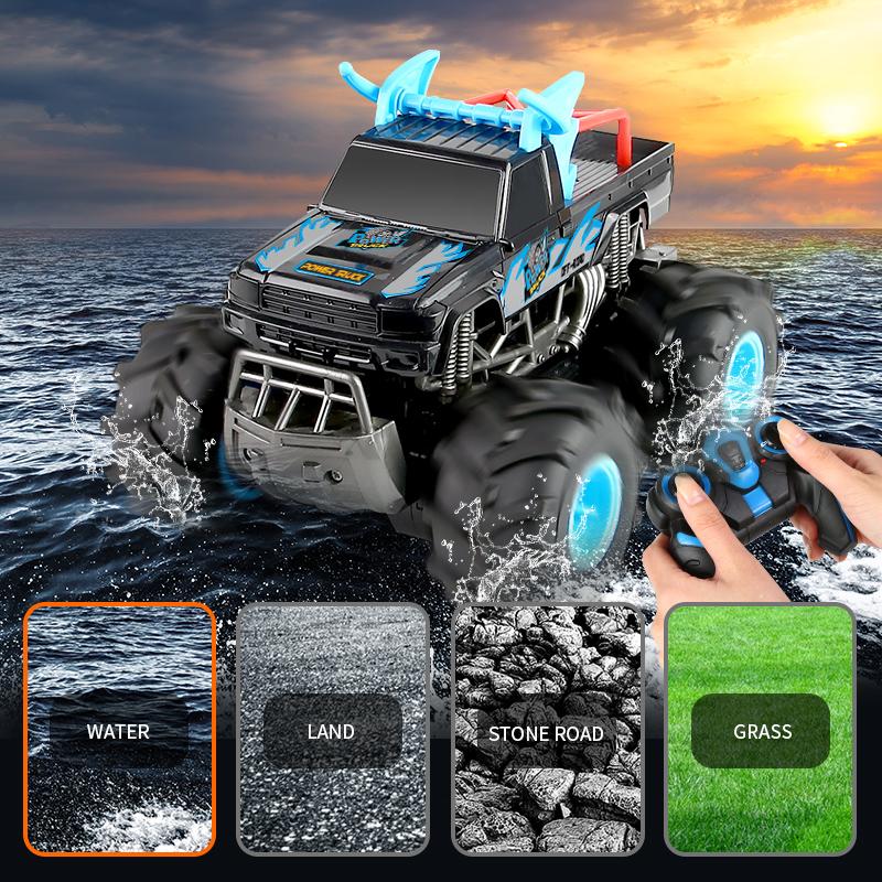 New 2.4G Amphibious Climbing Four-wheel Drive Drift Racing Car Long Battery Life Stunt Waterproof Double-sided Car Children's Toy