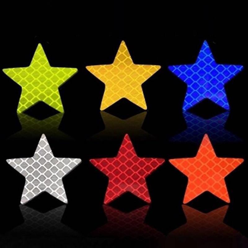 

10Pcs Car Door Sticker star 5cm/1.97inch Decal Star Warning Tape Car Reflective Stickers Reflective Strips Car-styling Safety