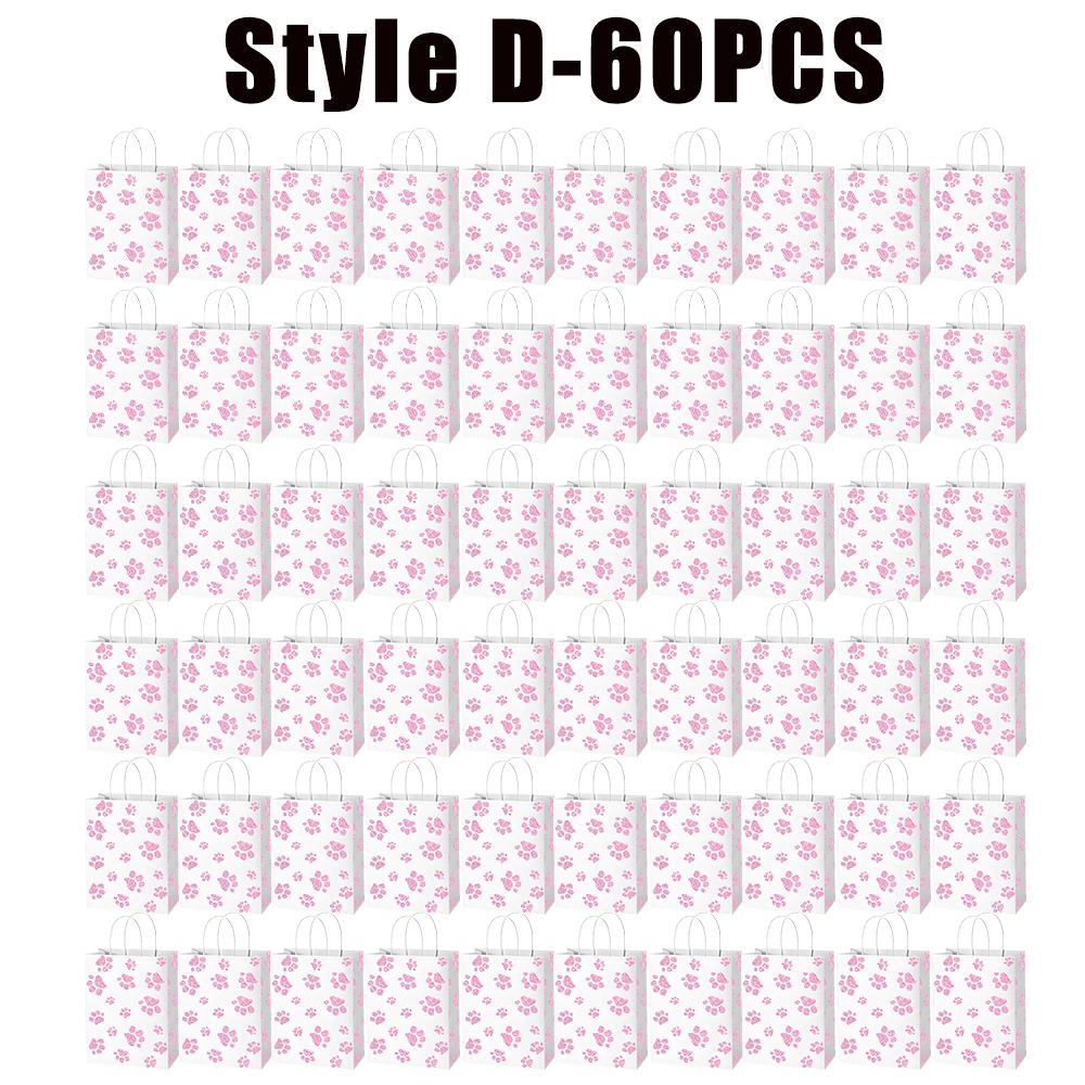 10-60PC Colorful Dog Paw Print Paper Candy Bags Gift Bags with Handles for Cat Pet Theme Birthday Party Decorations Favors Decor