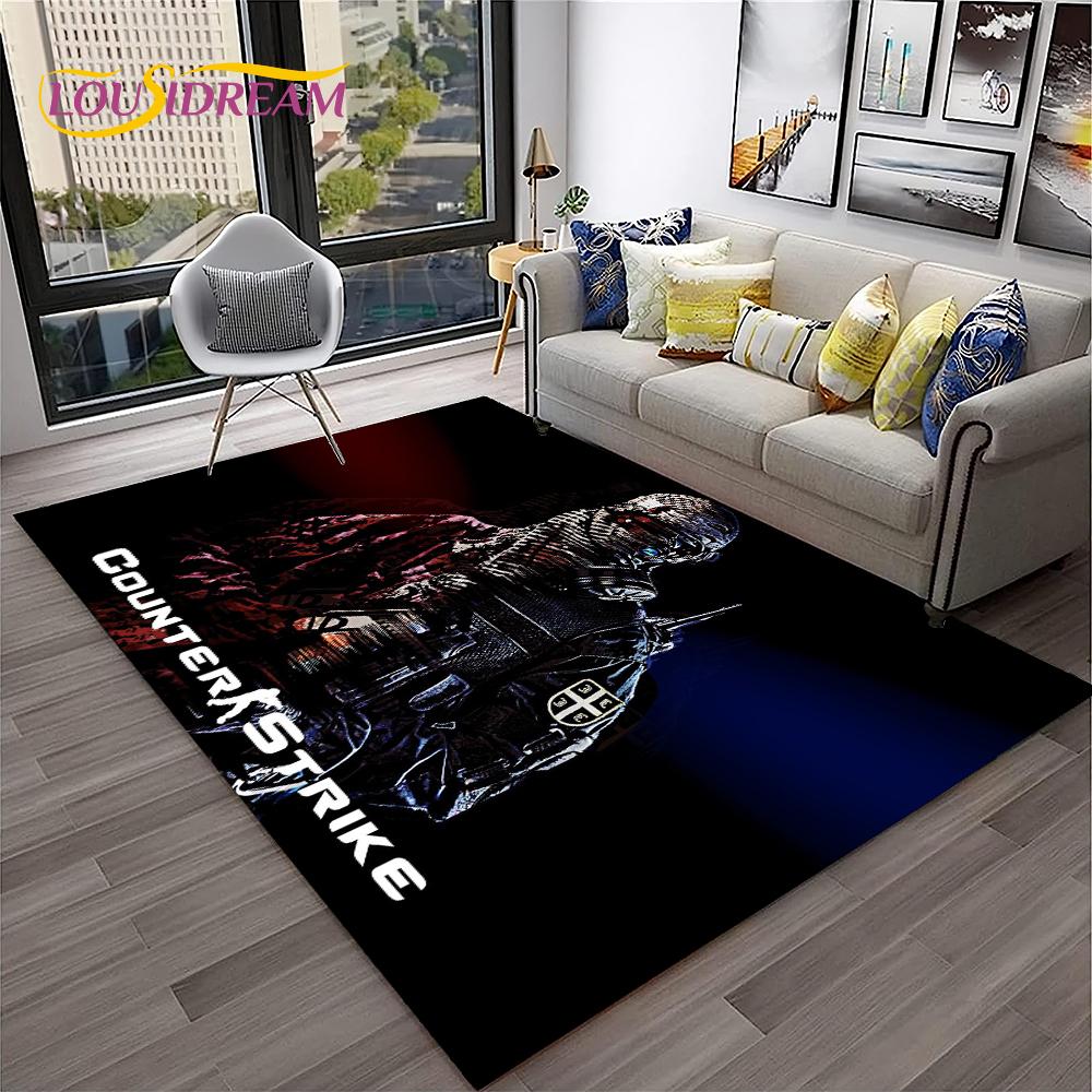 3D CS GO Game,Counter Strike Gamer Carpet Rug for Home Living Room Bedroom Sofa Doormat Decor,kids Area Rug Non-slip Floor Mat