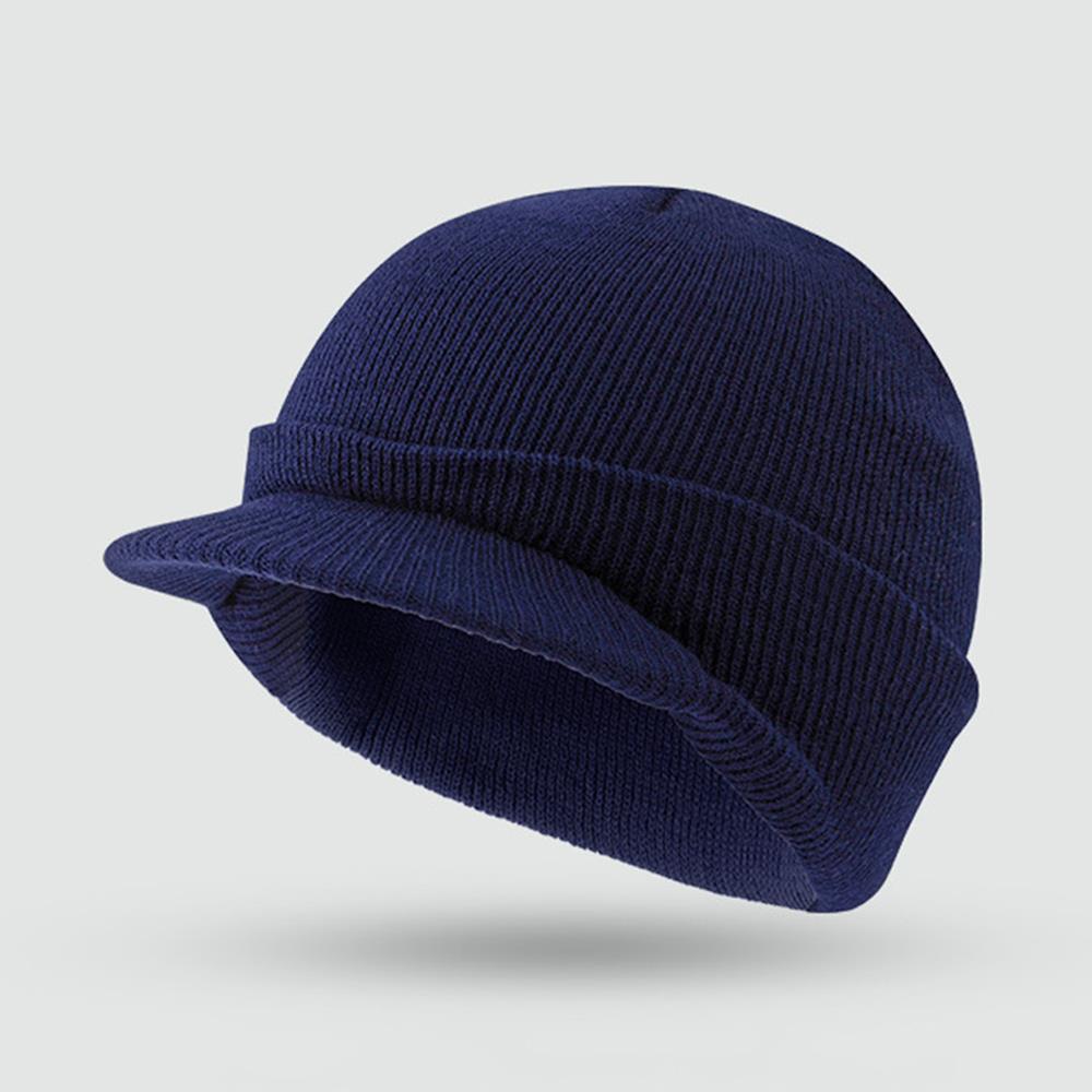 Effen Kleur Petten met Korte Rand Legerstijl Gebreide Petten Petten Herfst Winter Veelzijdige Warme Petten Mode Breien Heren Petten