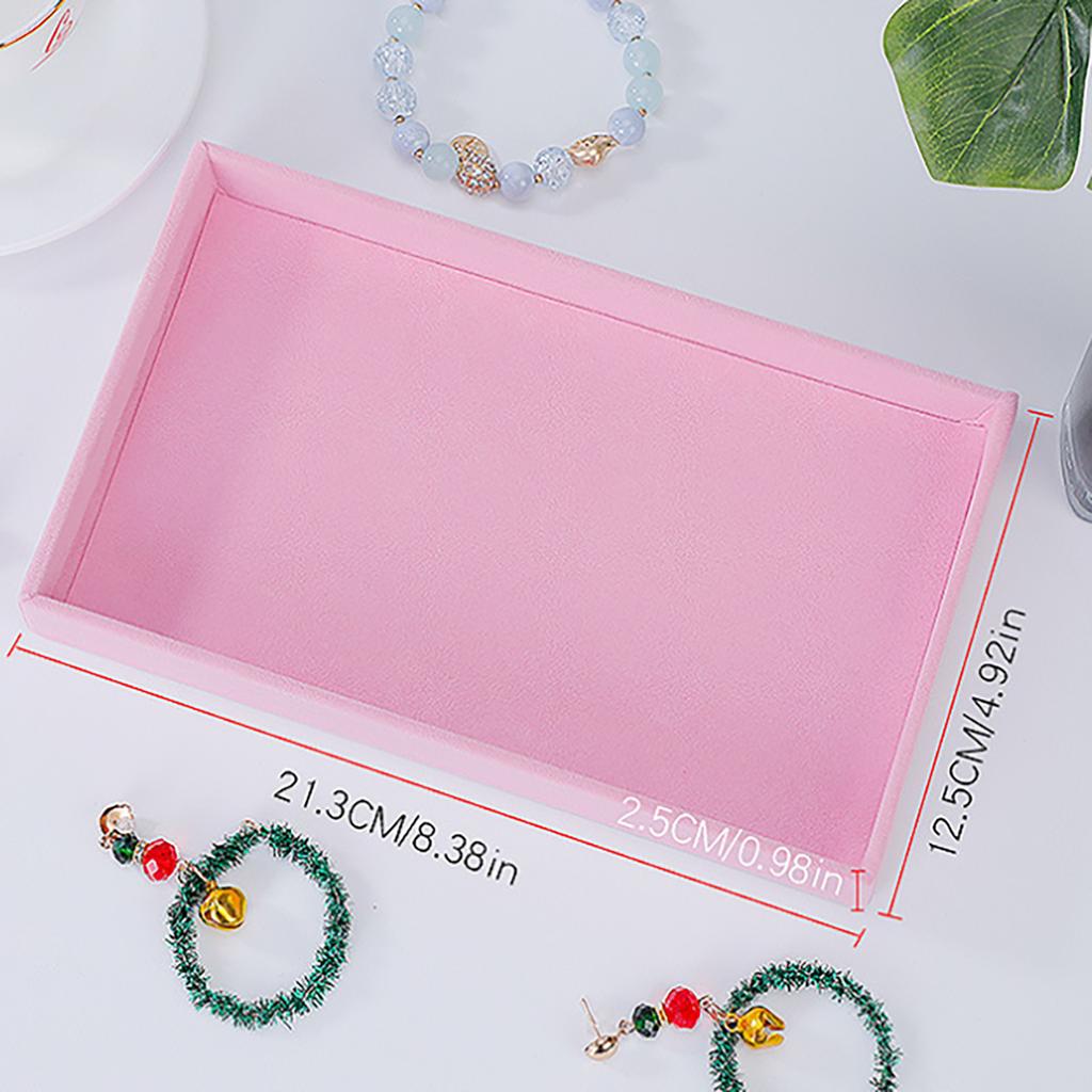 Sametový úložný tác na šperky, malá stohovatelná béžová krabička na šperky a balení vhodné pro prsteny, náušnice, jednoduchá a praktická