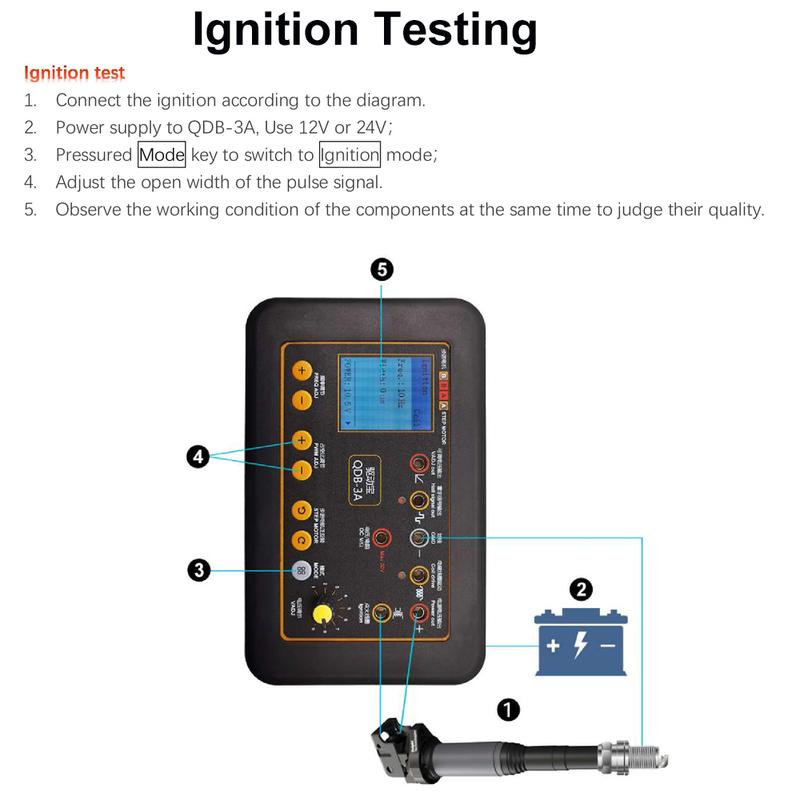 QDB3A Auto Ignition Coil Tester Car IAC Idle Stepper Motor Solenoid Valve Injector Actuator Fault Detector Driver PWM Generator