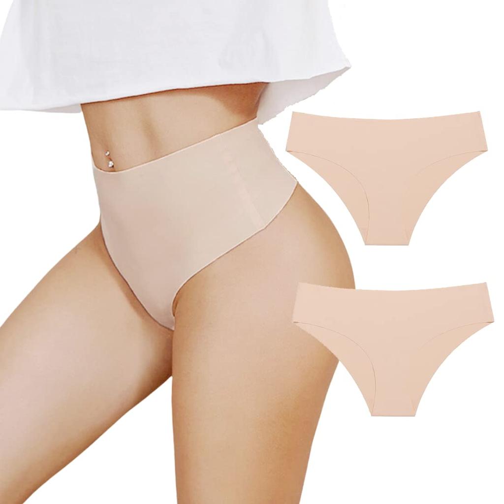 VeroMan Seamless Yoga and Training Solid Set of Size L Women's Shorts, T-Back, Color, Simple, 3, ppi-underwear002, Beige,