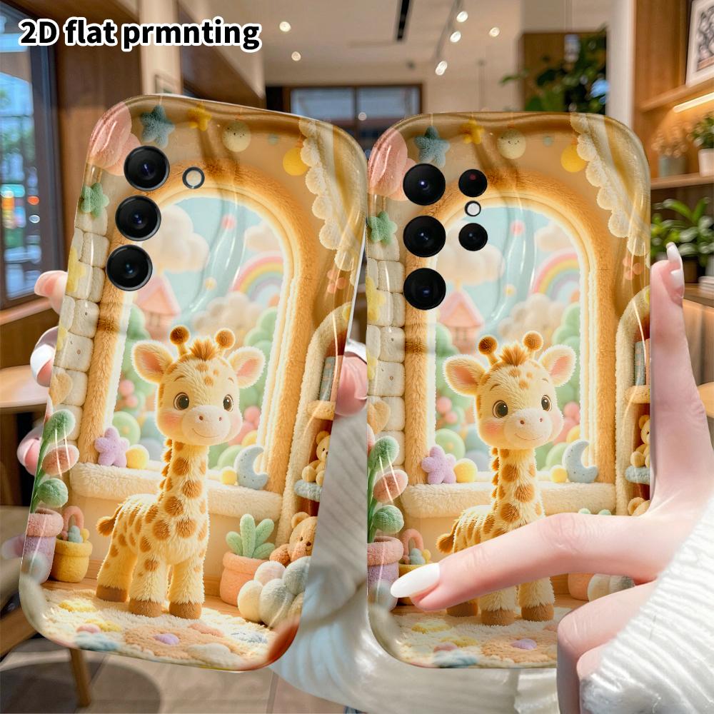 Phone Case: 2D flat, suitable for Samsung Galaxy A34 A35 M05 M06 S20 S22 S21 FE Plus 5G, fairy tale cottage giraffe, perfect holiday gift for Christma