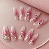 Blush Sparkle Rhinestone Nail Stickers with Steel Beads - Translucent Manicure for Spicy Girls