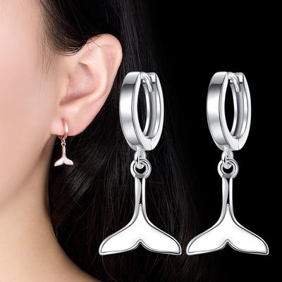 Simple Temperament Mermaid Foam Stud Earrings Dolphin Fish Tail Earrings Jewelry