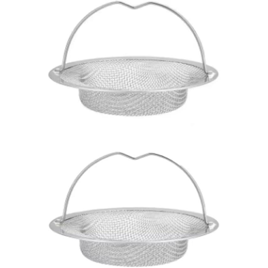 Kitchen Sink Strainer, Stainless Steel Mesh Drain Basket with Handle, Rust Proof Filter for Bathroom