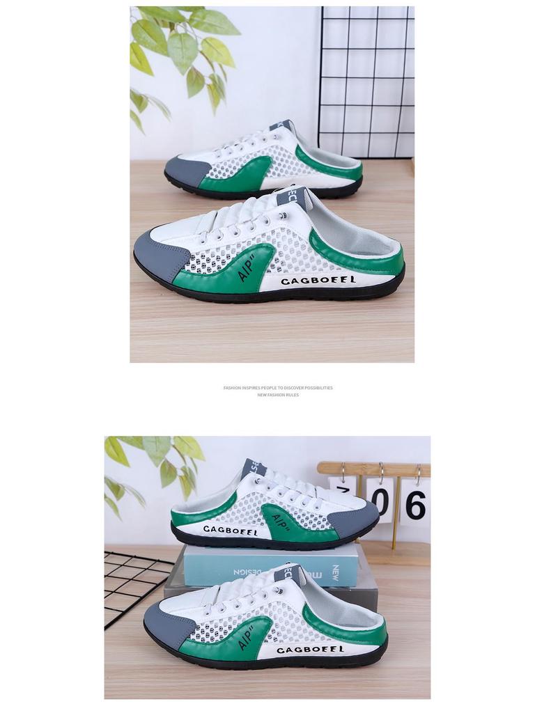 Męskie Letnie Oddychające Siateczkowe Buty Casual w Dużych Rozmiarach: Półkapcie z zakrytymi palcami i sandały do jazdy