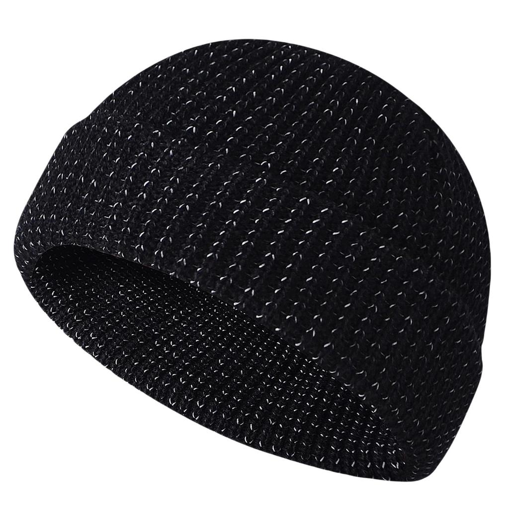 Reflective Beanie Hat Fishing Night Running Hats Outdoor Windproof Knitted Hat for Outdoor Sports and Hiking