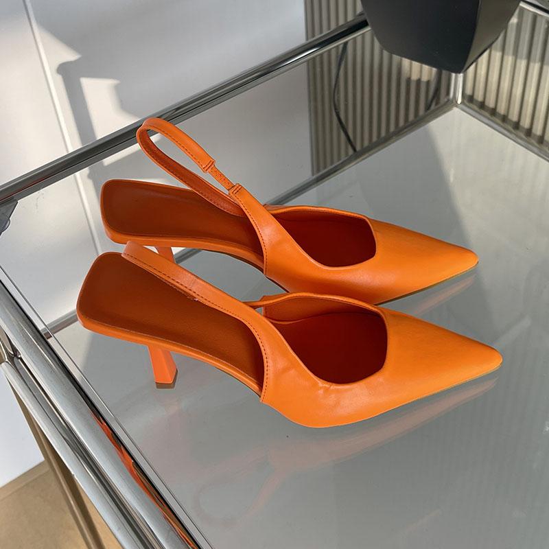 

Модне жіноче взуття сліпони Елегантні жіночі босоніжки на підборах Модне взуття з гострим носком Жіночі босоніжки на високих підборах Взуття-човники Великий розмір 43 36 помаранчевий