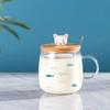 Kawaii Cups Cute Panda Glass Cup With Straw Cap Spoon Coffee Breakfast Cup Beer Mug Cups and Mugs Free Shipping Drinking Glasses