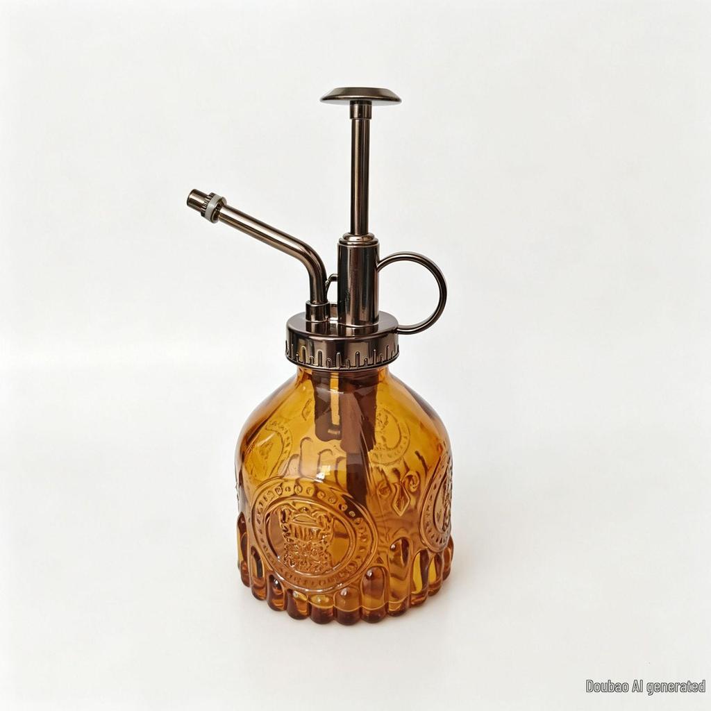 Retro Embossed Glass Spray Bottle – Small Pressure Watering Can for Garden & Home Flowers