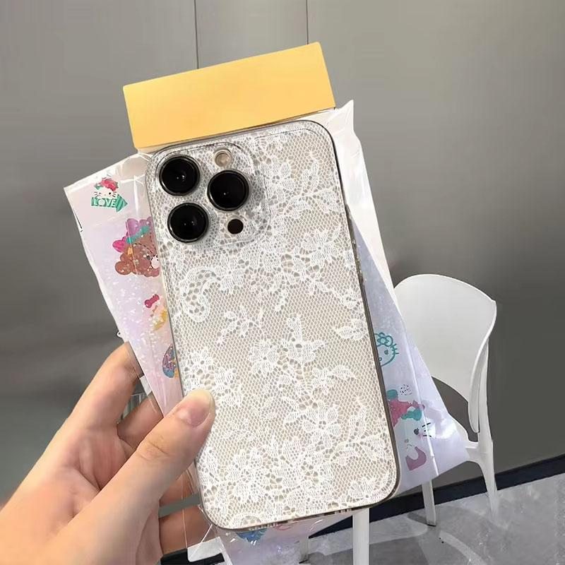 White Flower Lace Clear Phone Case For Samsung Galaxy S26 S24 S25 S23 Ultra S22 S21 S20 Plus FE A50 A71 A72 A73 Silicone Cover