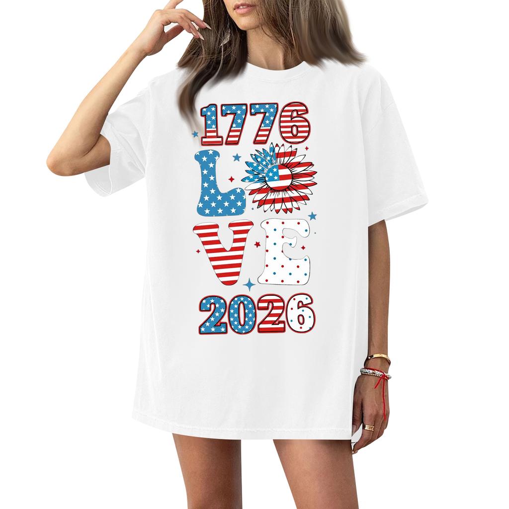 Women's Round Neck Printed Short-sleeved T-shirt Top