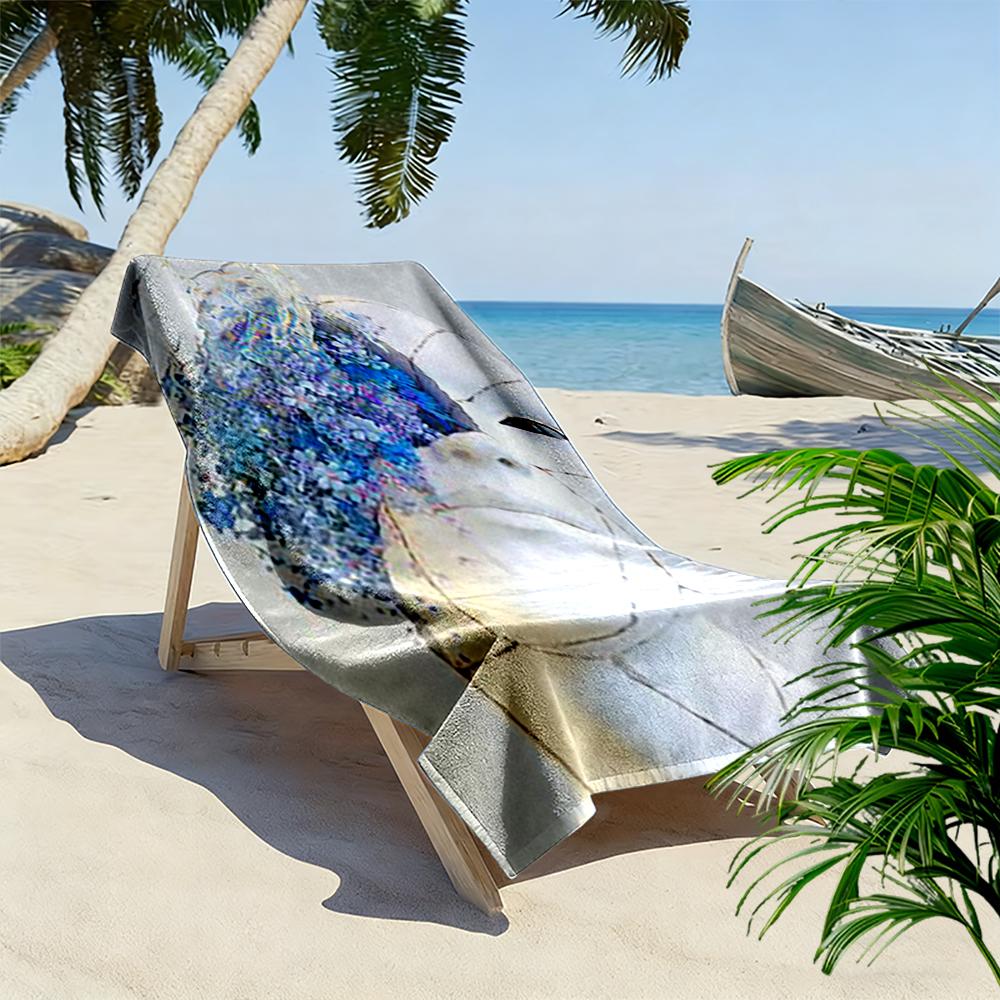 Abstract Face with Blue Floral Design Beach Towel Quick-drying for Travel Outdoor Sports Jogging Beach and Swimming