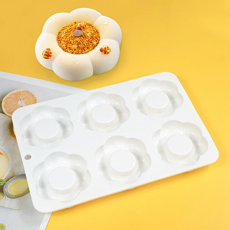 6-Cavity Flower-Shaped Silicone Cake Molds French Mousse Cake Molds Home Baking Tools Kitchen Styling And Baking Supplies