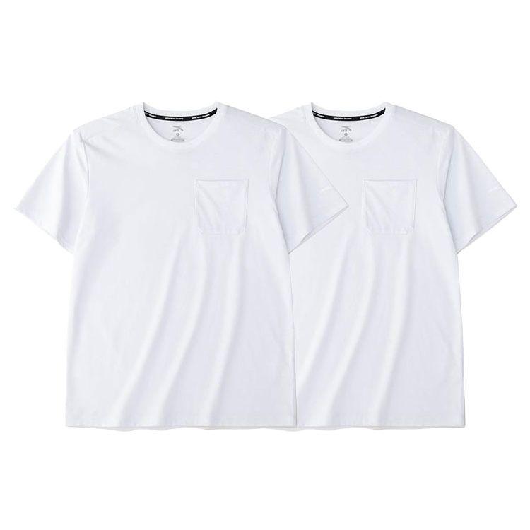 Anta Basic Solid Color Round Neck Sport Short Sleeve T-Shirt Men Tops White 152237139-1