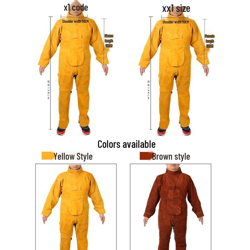 Fireproof Pure Cowhide Welding Apron - Heat-Resistant, Wear-Resistant Protective Suit with Scald Protection