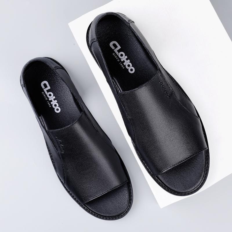 Fashion Genuine Leather Sandals for Men Handmade Sewing Summer Flats Luxury Designer Casual Beach Shoes Breathable Outdoor Mens Sandals