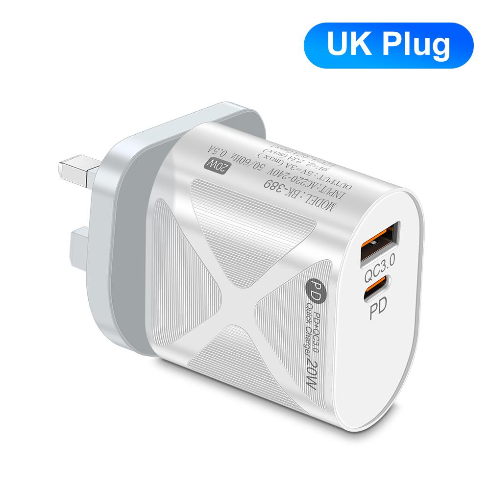 20W Fast Charger USB C PD QC 3.0 Universal Phone Charger for iPhone Samsung Android - Portable, Compact Design, Certified Safe