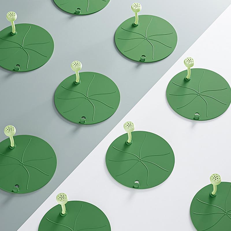 WTEMPO 1PC Green Lotus Leaf Shape Floor Drain Anti-odor Silicone Mat Sewer Anti-insect Plug Mat Bathroom Anti-odor Sealed Floor Drain Cover