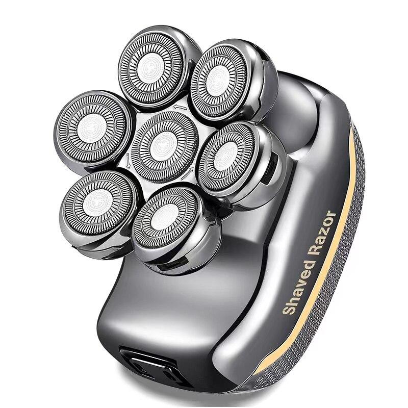 

Мужская электрическая бритва для головы, перезаряжаемая беспроводная бритва для бритья волос для лысых мужчин, 6 в 1, водонепроницаемый триммер для влажной и сухой бороды