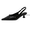 Fashion Large Size Sandals Women's Pumps Pointed Toe Thin Heel Bag Head Sandals 2025 New Flat Shoes Bow Women's Shoes