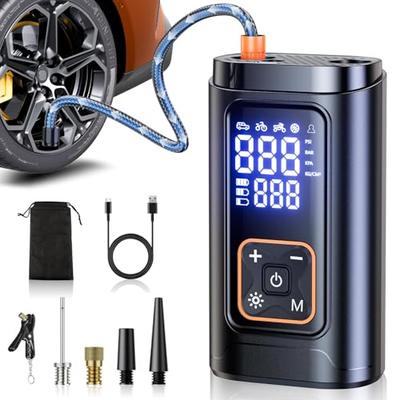 Philoent Electric Bicycle Pump [New Model, Ultra-Compact, 10x Faster Fill] 7200mAh Air Pump with Auto Shut-Off, Customizable Inflation Pressure, Recha